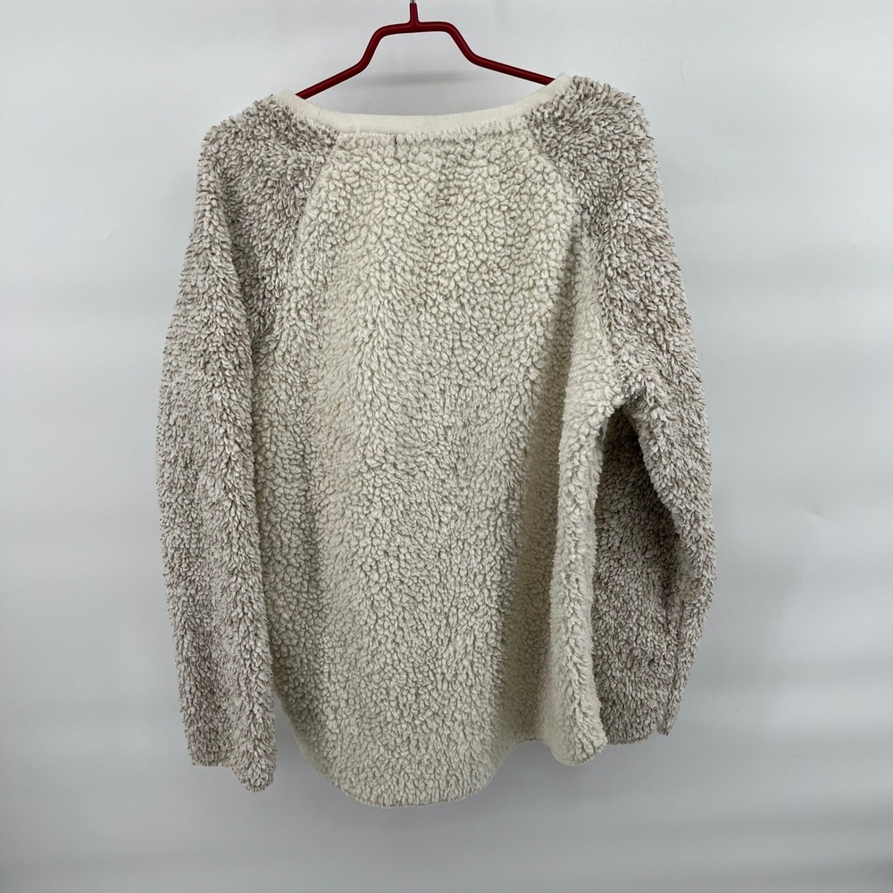 Derek Heart Girls M 10/12 Polar Bear Sherpa Fleece Pullover 3D Ears Ivory Taupe - Picture 3 of 9